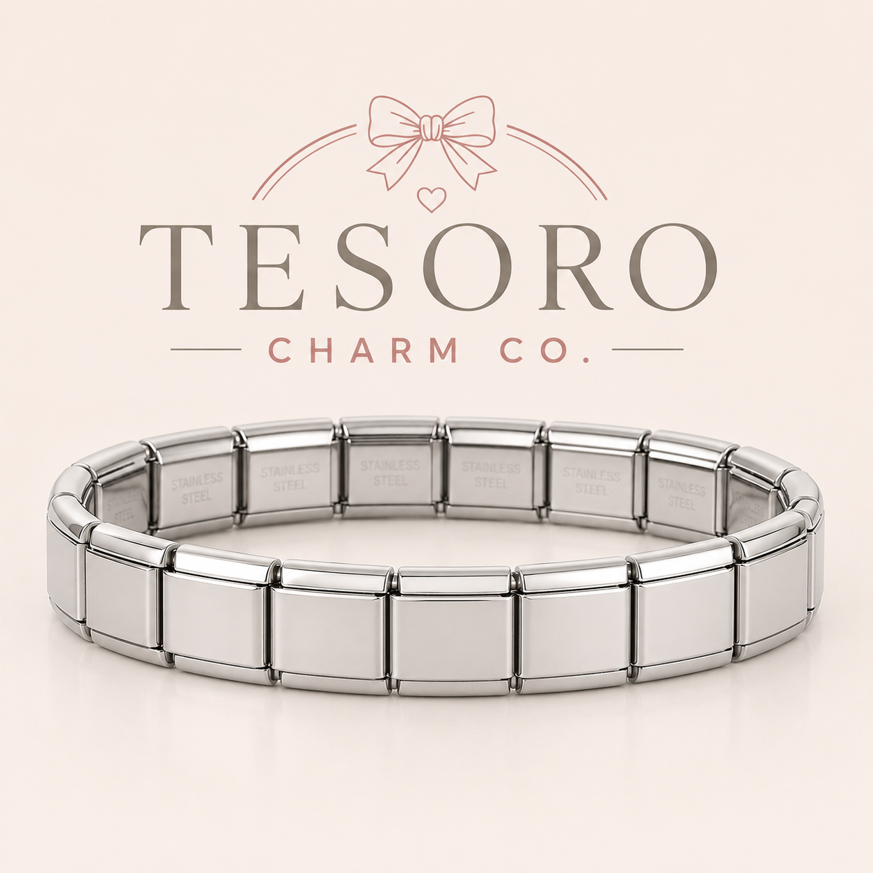 18-Link Silver Italian Charm Base Bracelet