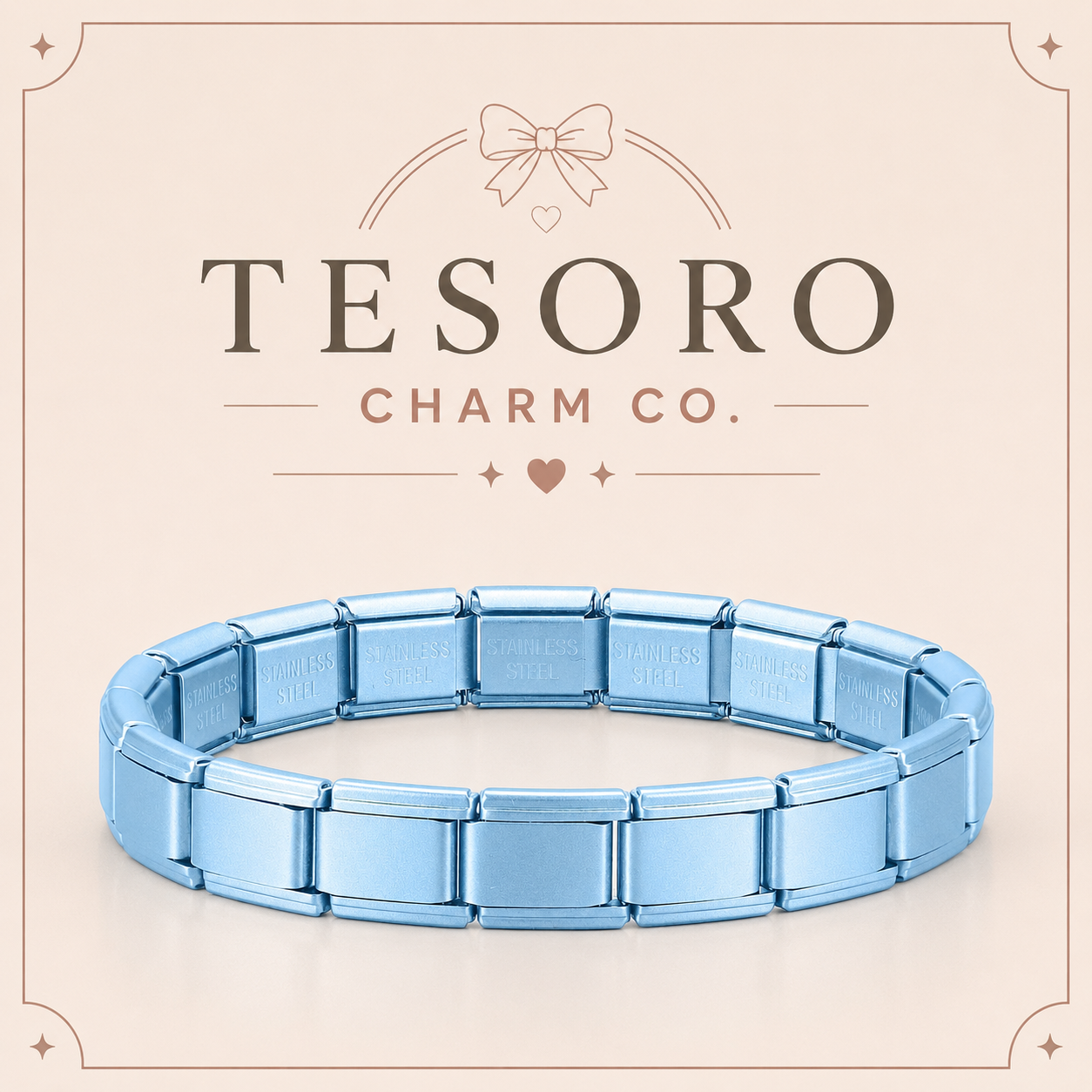 18-Link SkyBlue Italian Charm Base Bracelet
