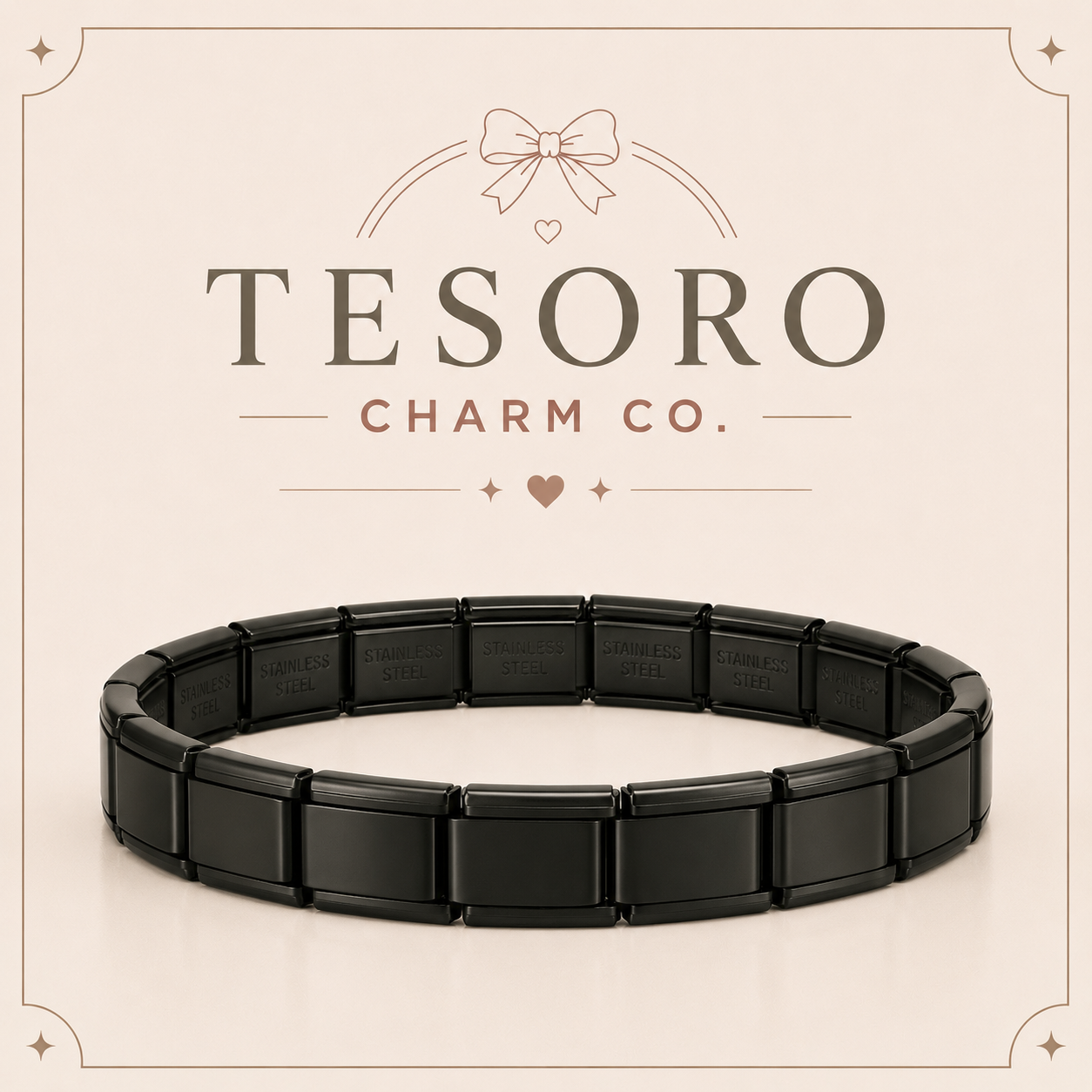 18-Link Black Italian Charm Base Bracelet