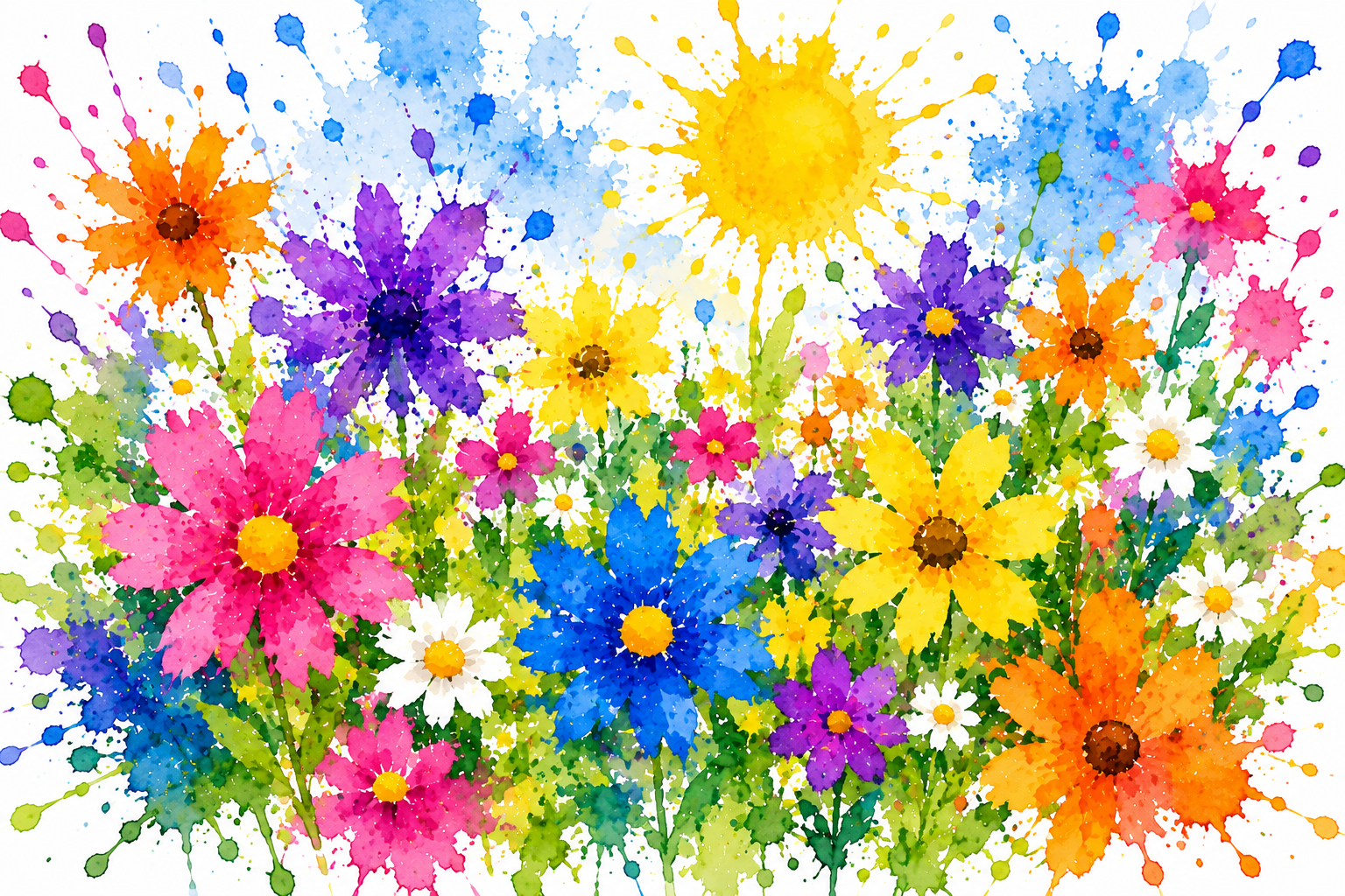 EXCLUSIVE Watercolor Flowers Italian Charm Link