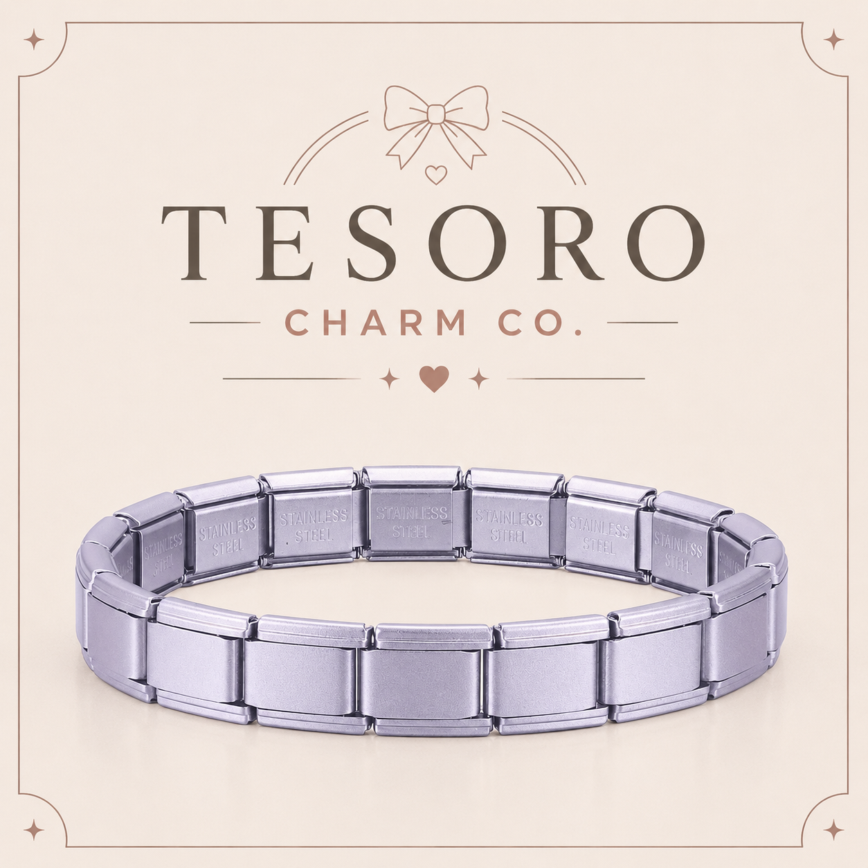 18-Link Mauve Matte Italian Charm Base Bracelet