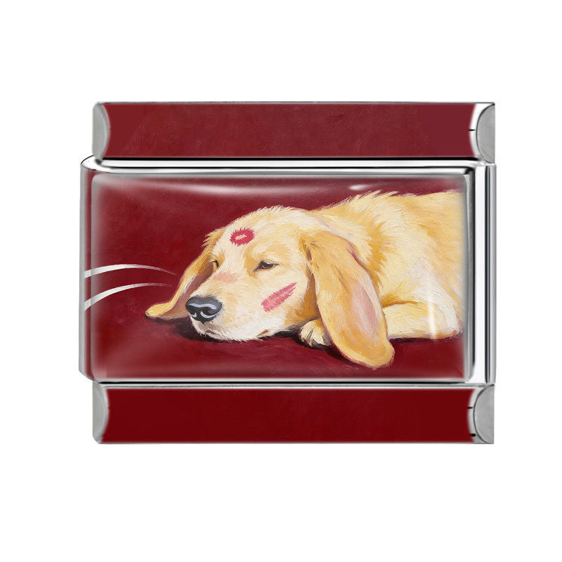 Red Sleeping Dog Charm Link
