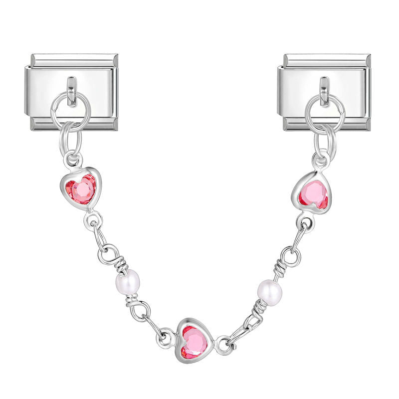 Pink Heart Chain Charm Link