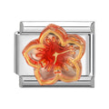 Orange Glass Flower Charm Link