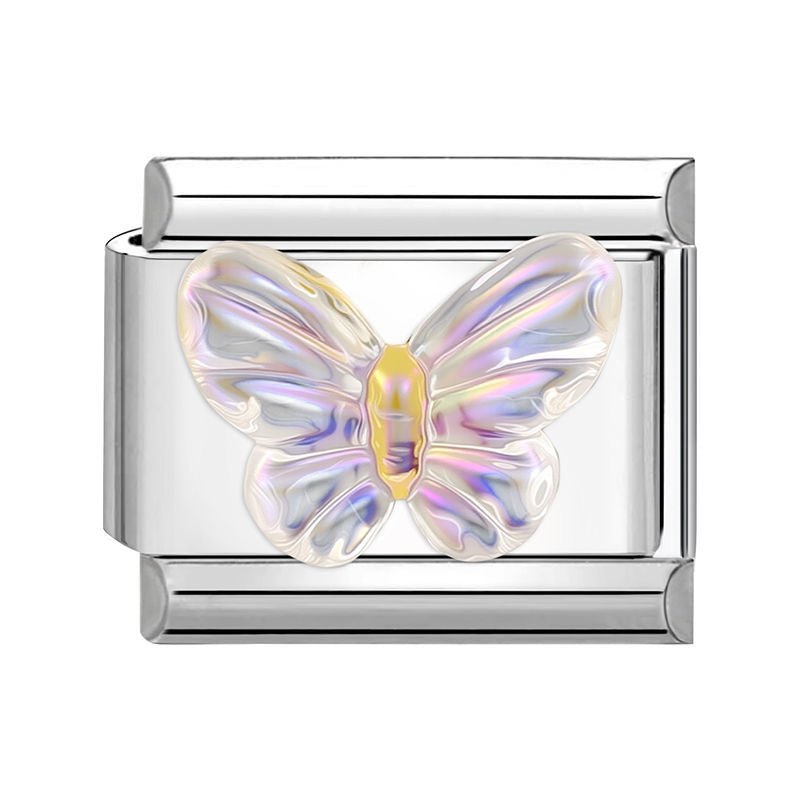 Purple Glass Butterfly Charm Link