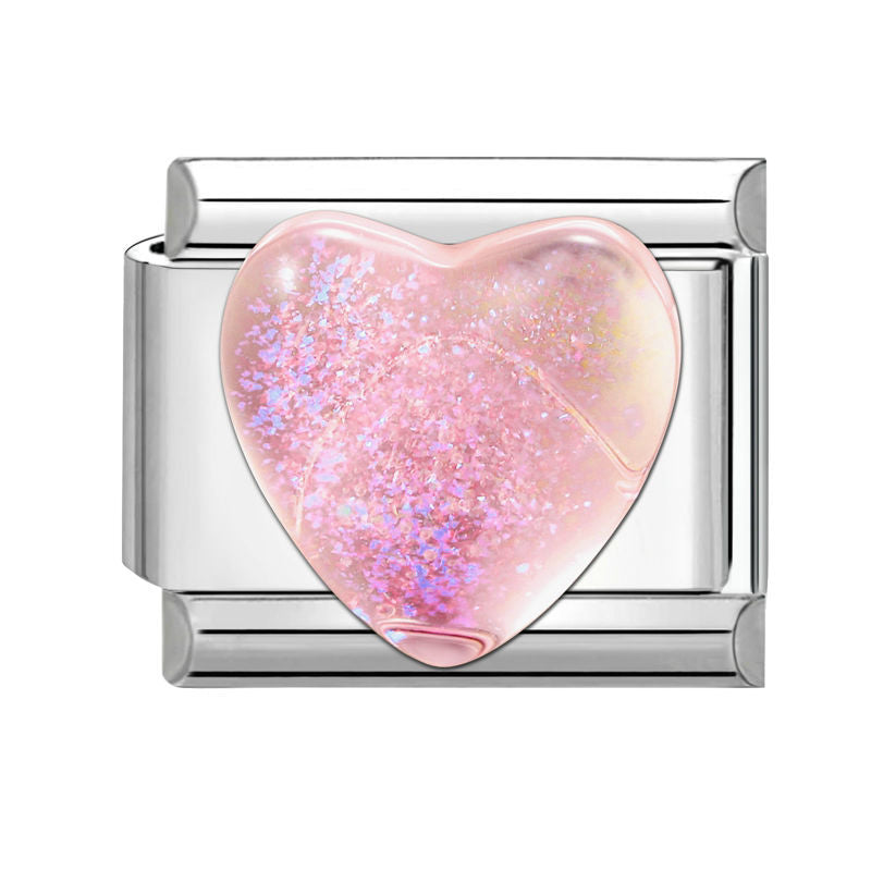 Pink Bubble Heart Charm Link