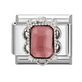 Wine Red Rhinestone Charm Link
