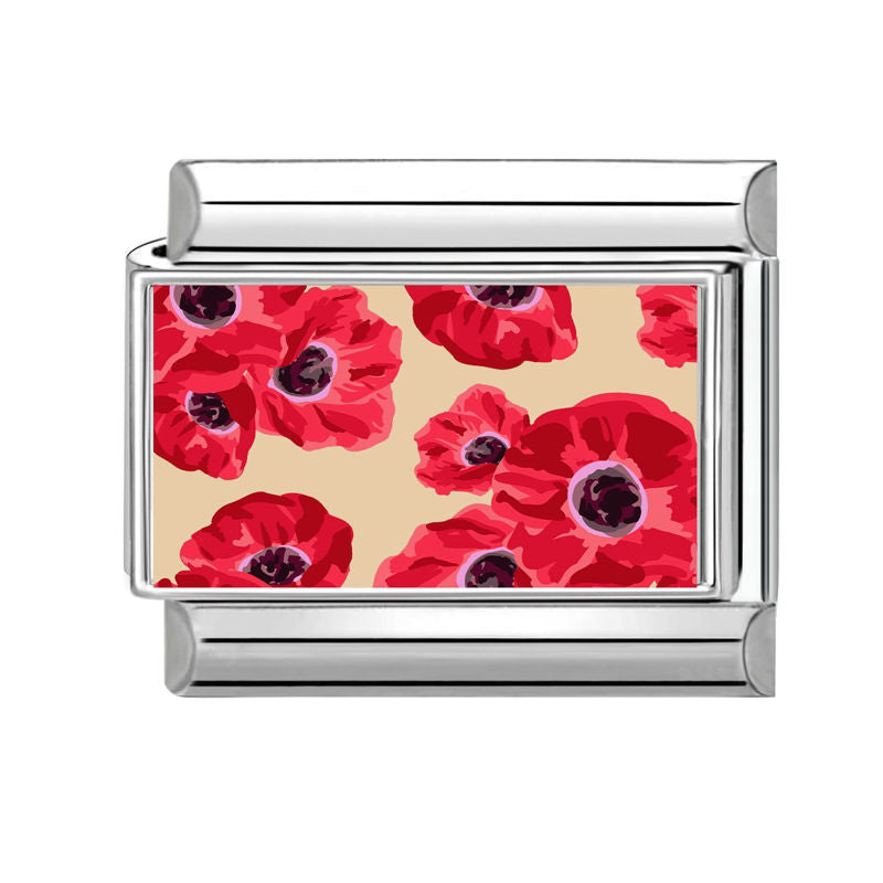 Red Flowers Charm Link