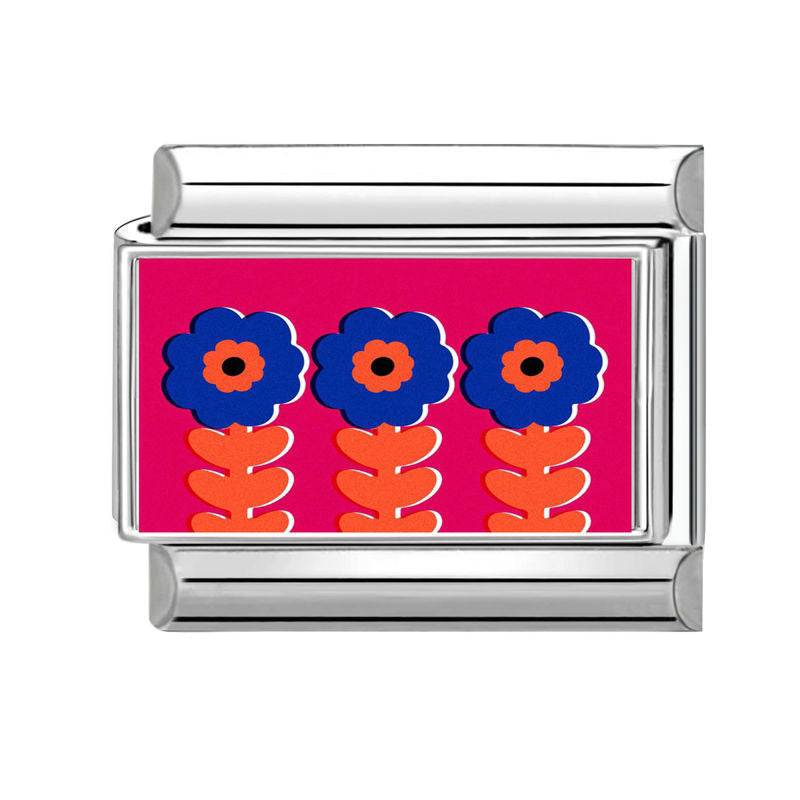 Multicolor Flowers Art Charm Link