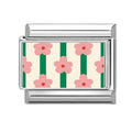 Pink Flower Pattern Charm Link