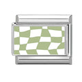 Green Wavy Checker Charm Link
