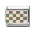 Green Beige Checker Charm Link