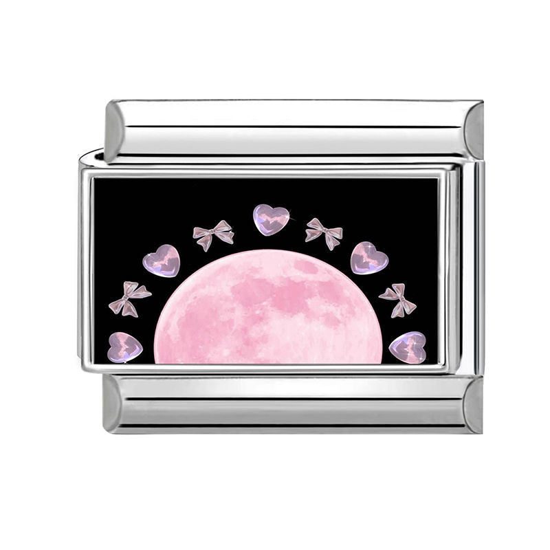 Bow Heart Planet Charm Link