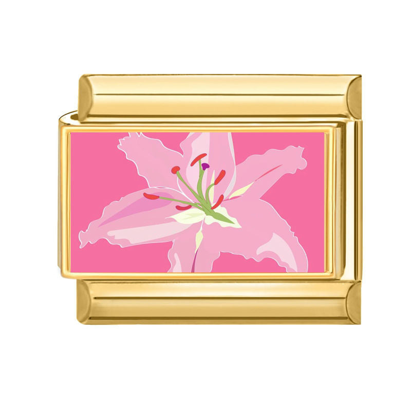 Pink Flower Charm Link