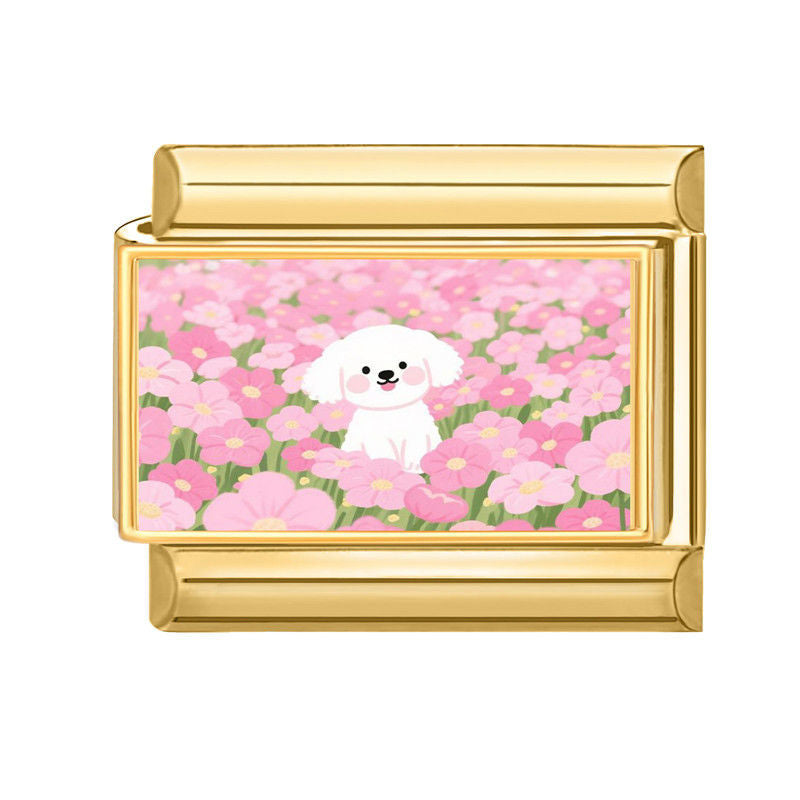 White Dog Charm Link