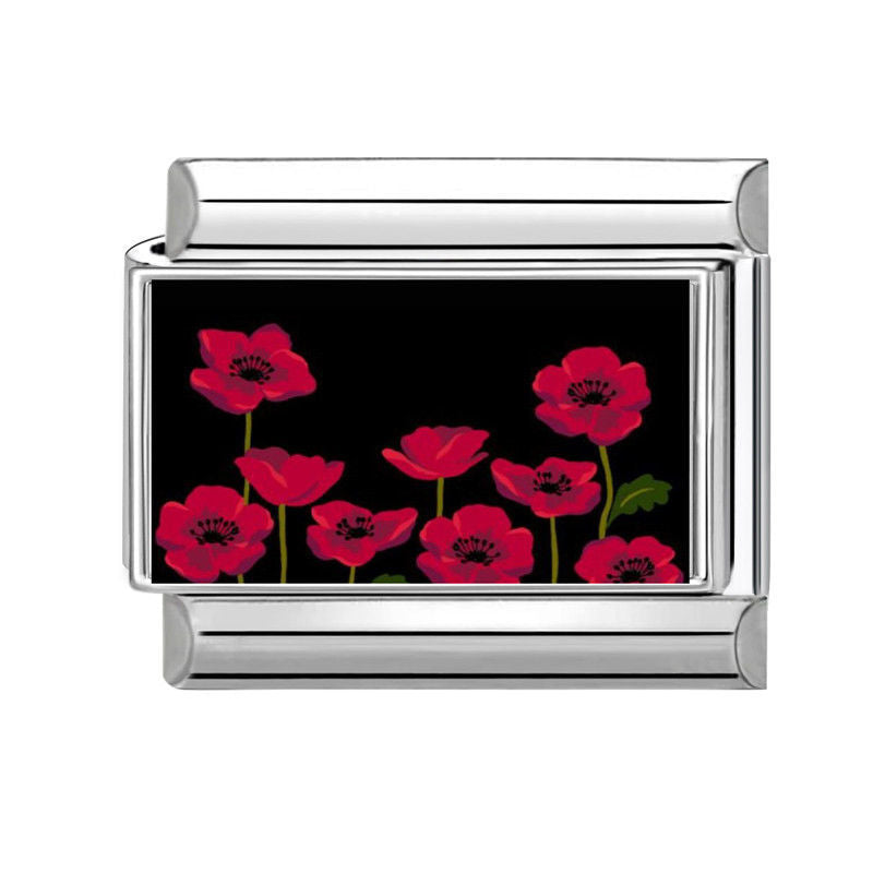 NEW! Red Poppy Flower Charm Link