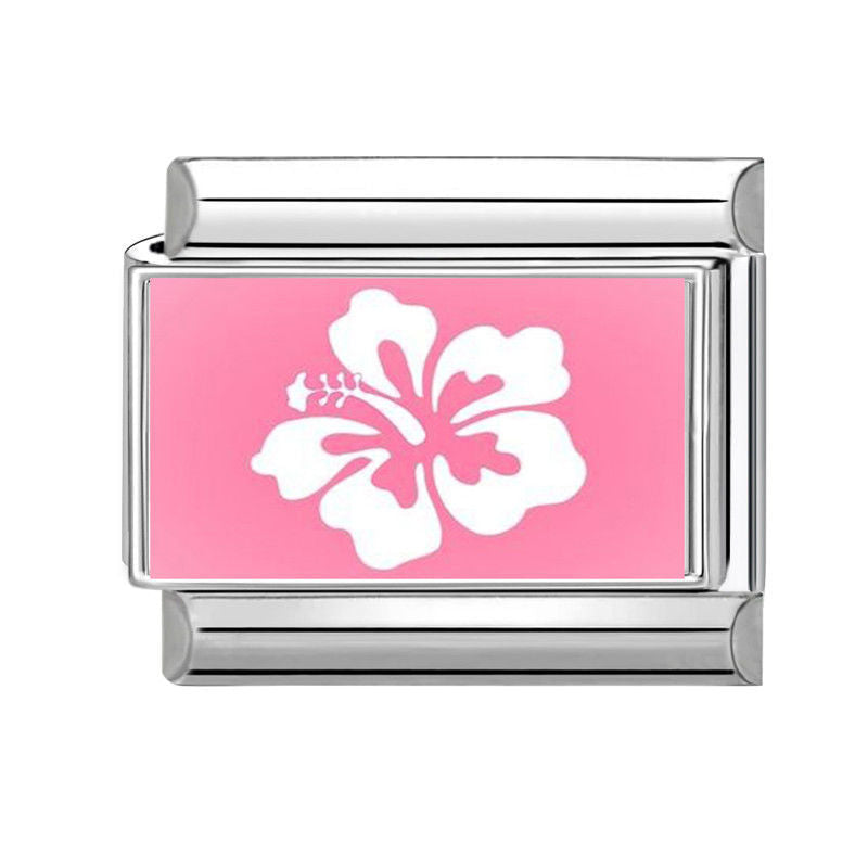 NEW! Pink Hibiscus Flower Charm Link