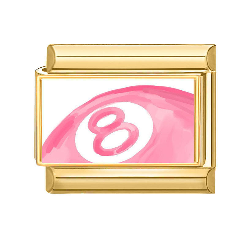 NEW! No. 8 Pool Ball Italian Charm Link