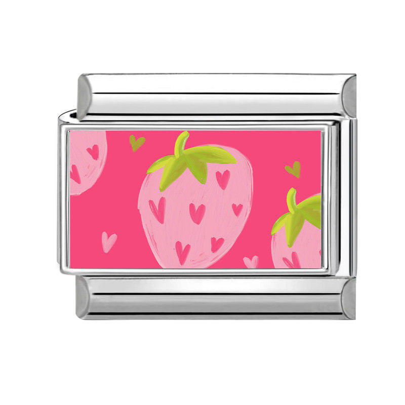 NEW! Pink Strawberry Italian Charm Link