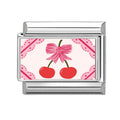 NEW! Pink Cherry Bow Italian Charm Link