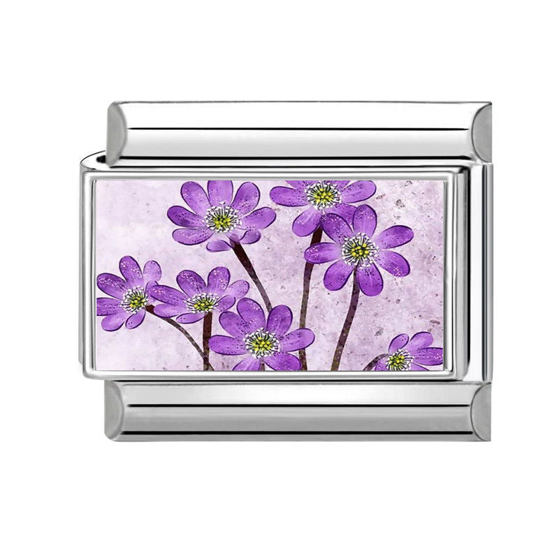 NEW! Purple Wildflower Italian Charm Link