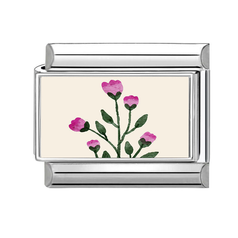 NEW! Pink Carnation Flower Italian Charm Link