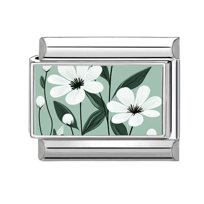 NEW! White Cosmos Flower Italian Charm Link