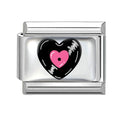 Pink Record Heart Italian Charm Link