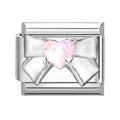 Bow Pink Rhinestone Italian Charm Link