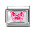 Pink Butterfly Italian Charm Link