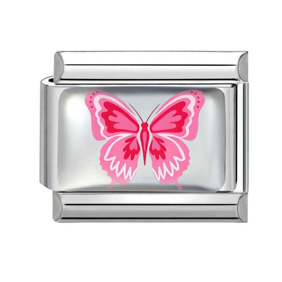 Pink Butterfly Italian Charm Link