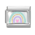 Multicolor RainbowHeart Italian Charm Link