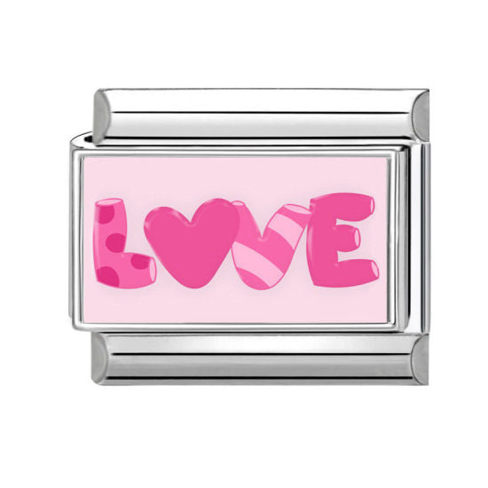 Pink Love Italian Charm Link