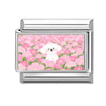 Pink Flower Dog Italian Charm Link