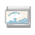 Blue Sea It Comes In Waves Italian Charm Link