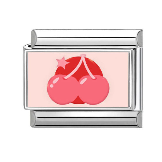 Red Cherry Fruit Italian Charm Link