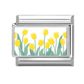 Yellow Tulip Flower Italian Charm Link