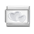 Silver Double Heart Italian Charm Link