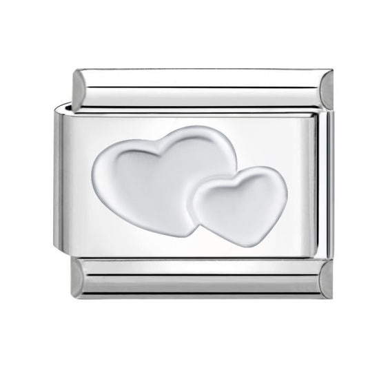 Silver Double Heart Italian Charm Link
