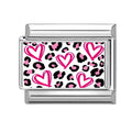 Multicolor Leopard Heart Italian Charm Link