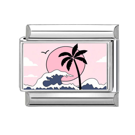 Coconut Palm Tree Italian Charm Link