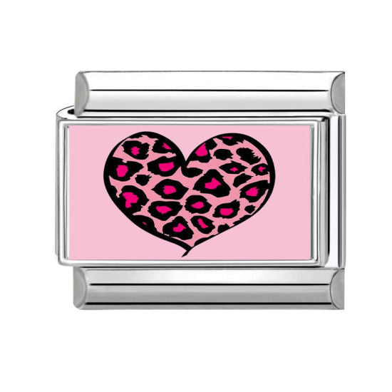 Pink Heart Italian Charm Link