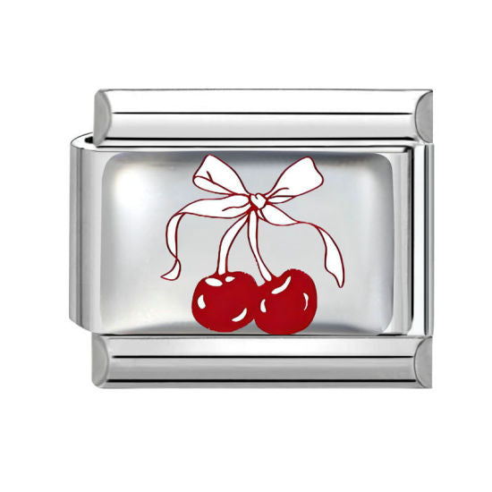 Red Cherry Bow Italian Charm Link