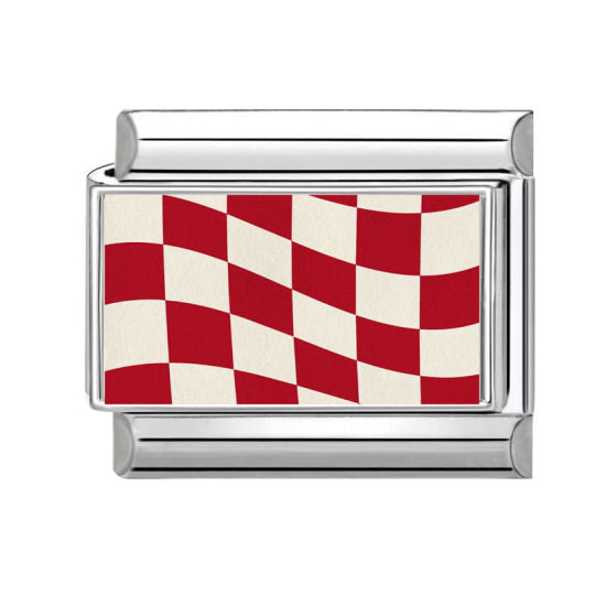 Red Grid Checker Italian Charm Link