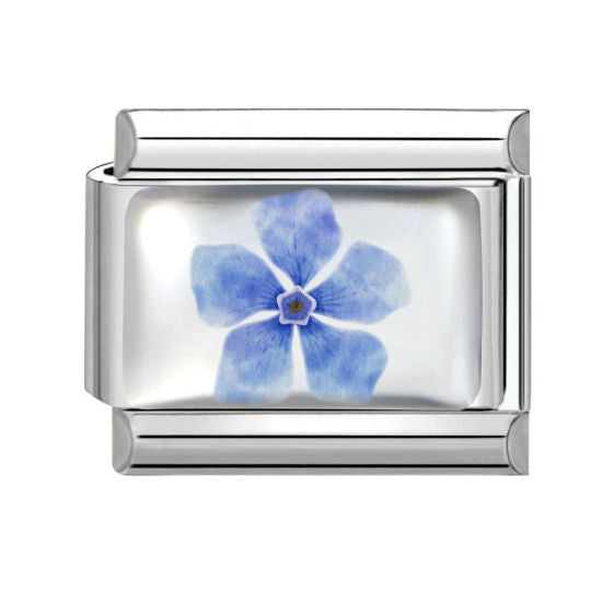 Blue Flower Italian Charm Link