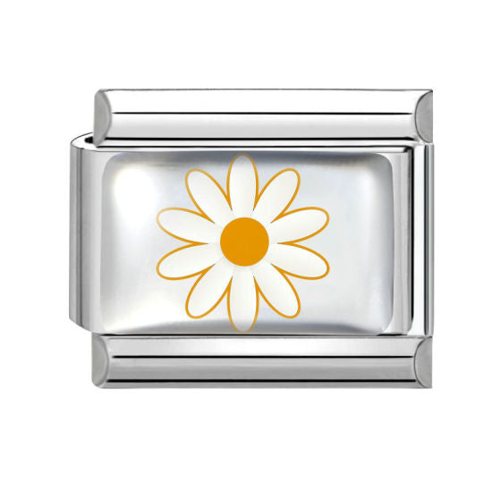 White Flower Italian Charm Link