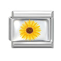 Yellow Daisy Flower Italian Charm Link