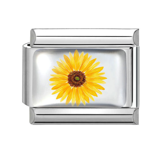 Yellow Daisy Flower Italian Charm Link