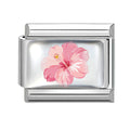 Pink Flower Italian Charm Link