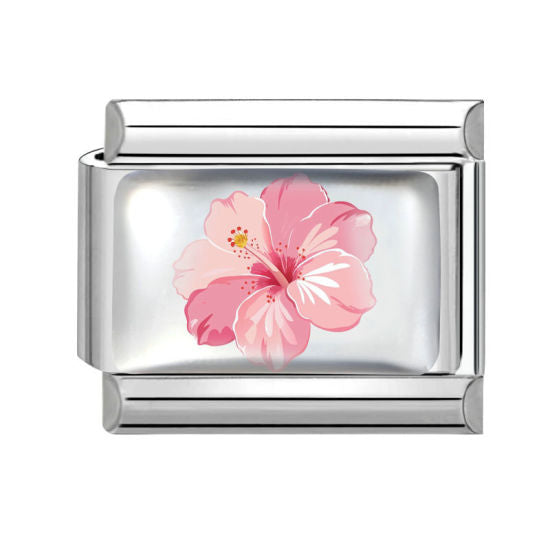 Pink Flower Italian Charm Link